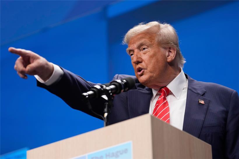 Häufig auf Krawall gebürstet: US-Präsident Donald Trump bei seiner Pressekonferenz auf dem NATO-Gipfel
