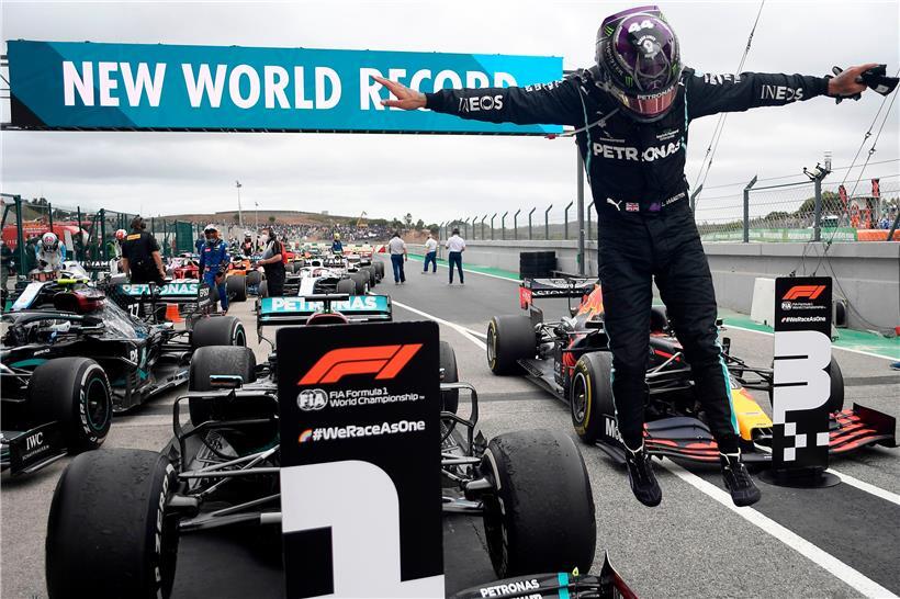 Hamilton steht zum 92. Mal ganz oben auf dem Podium
