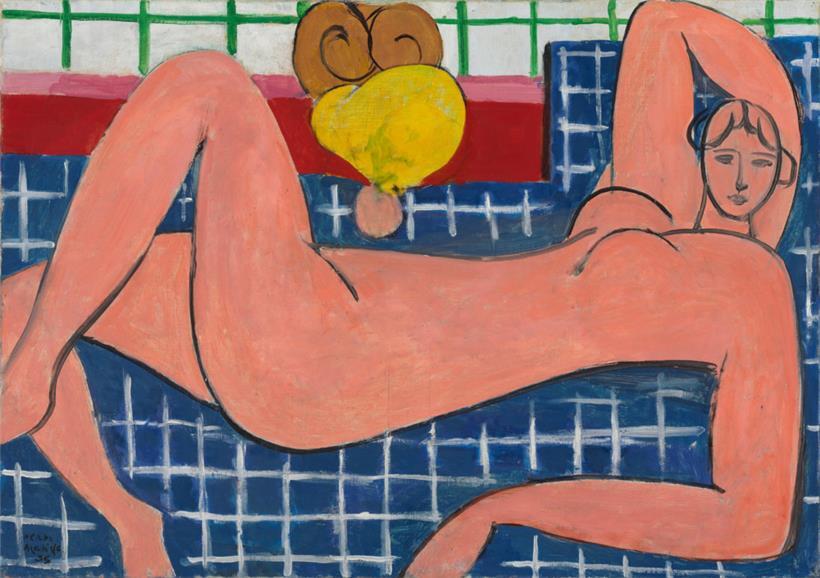 Henri Matisse, „Grand nu couché (nu rose)“, 1935, Öl auf Leinwand, 66,4×93,3 cm – The Baltimore Museum of Art: The Cone Collection, gegründet von Dr. Claribel Cone und Miss Etta Cone, Baltimore, Maryland (BMA 1950.258), © Succession Henri Matisse/2023, ProLitteris, Zürich
