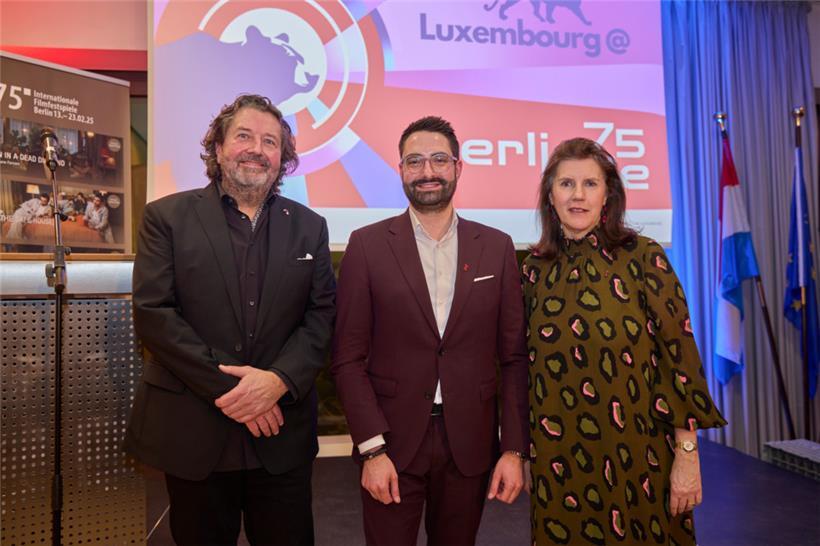 Hoher Besuch aus Luxemburg: Guy Daleiden, Direktor des Film Fund Luxembourg, Eric Thill, Kulturminister, und Sylvie Lucas, luxemburgische Botschafterin in Berlin bei der Berlinale (v.l.)
