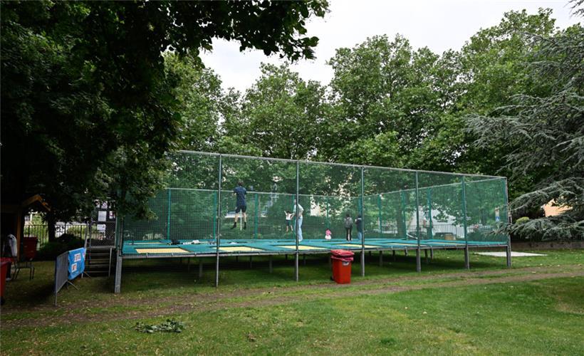 Hüpfen in grüner Umgebung