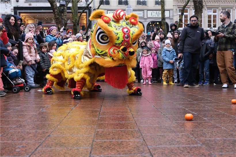Hunderte Besucher aus aller Welt versammeln sich auf der Plëss zur bunten Neujahrsparade im Freien