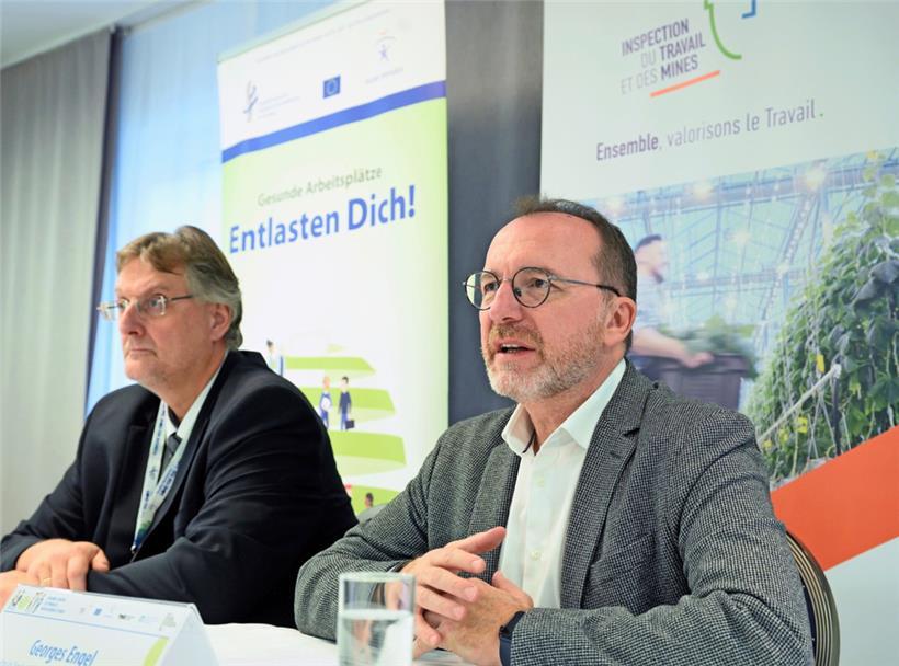 ITM-Direktor Marco Boly und Arbeitsminister Georges Engel während der Vorstellung der Tagung
