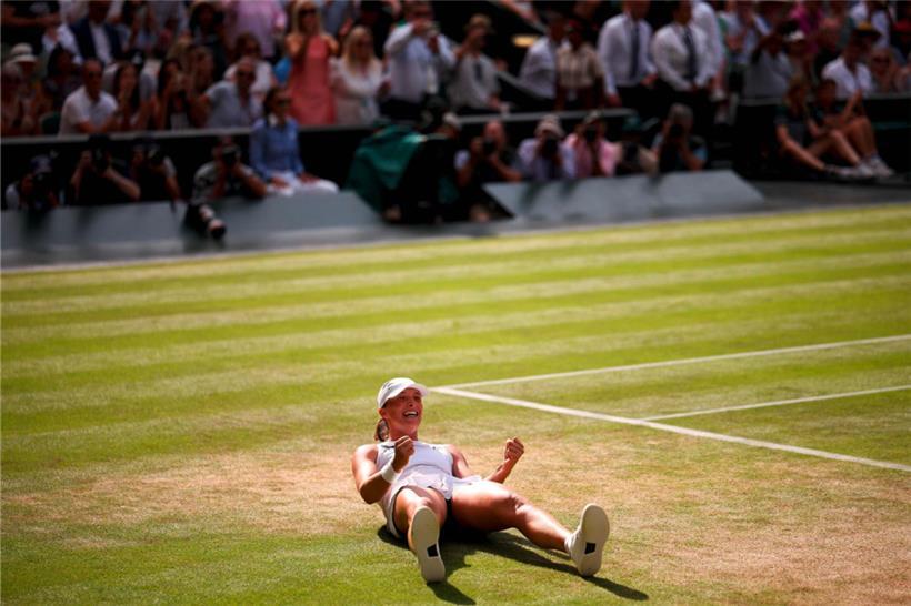 Iga Swiatek feierte am Samstag den Sieg bei Wimbledon
