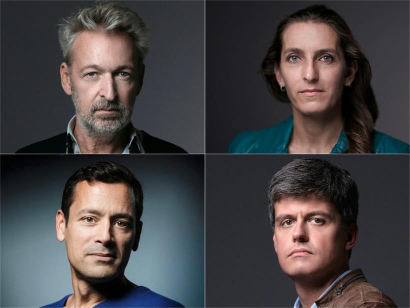 Il y avait quatre écrivains en lice (de gauche à droite et de haut en bas): Eric Reinhardt, Neige Sinno, Jean-Baptiste Andrea et Gaspard Koenig
