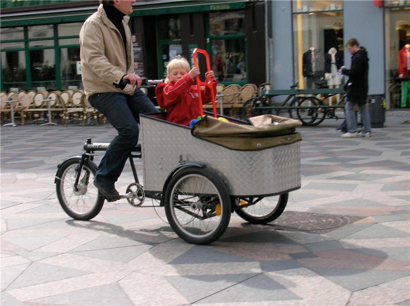 Im Ausland sind schon seit längerer Zeit solche Transportfahrräder im Einsatz