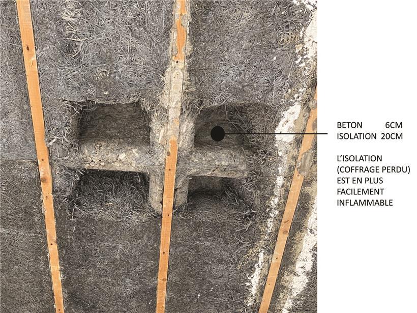 Dünne Deckenplatten und brennbares graues Dichtungsmaterial im Gemeindebericht sichtbar