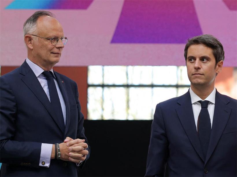 Im Visier russischer Desinformationskampagnen: die beiden ehemaligen Premierminister Edouard Philippe (l.) und Gabriel Attal