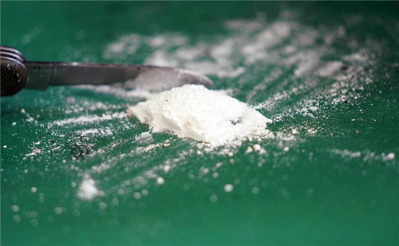 Weiße Pulverproben bei Sicherstellung von Rekordmengen illegaler Substanzen im Drogenfund