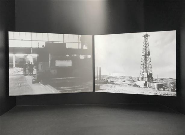 In „A Fire Appeared, A Fire Spread“ (2023-2024) stellt Hodaei die iranische Öl- und die luxemburgische Stahlindustrie einander gegenüber
