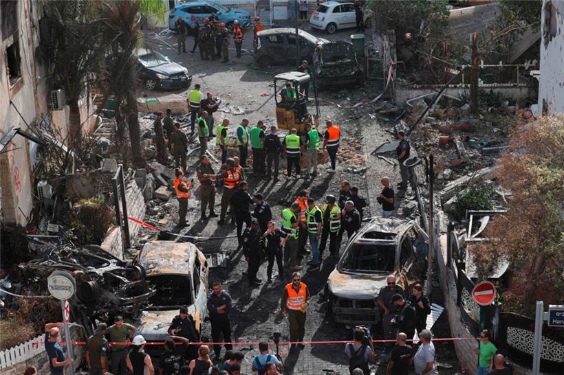 In Kirjat Bialik nahe der israelischen Hafenstadt Haifa schlugen Raketen der Hisbollah ein
