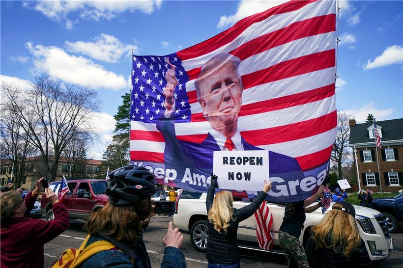 In den USA protestieren Bürger für eine Öffnung – ihr Präsident Donald Trump unterstützt sie dabei
