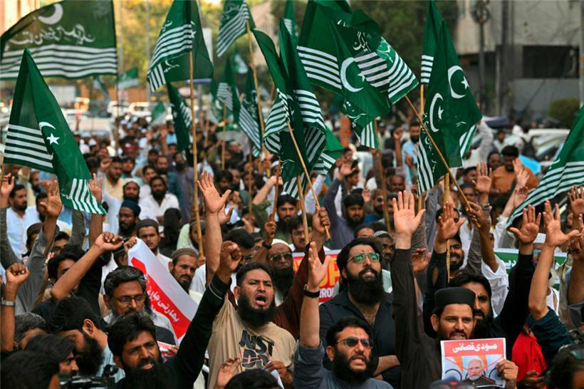 In der pakistanischen Stadt Karachi kam es gestern zu Demonstrationen gegen Indien
