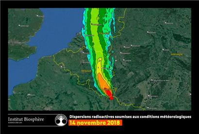 In dieser Modellierung, die einen Zwischenfall im Atomkraft in Cattenom am 14. November 2018 simuliert, wäre Luxemburg laut den Schätzungen stark von Radioaktivität betroffen gewesen
