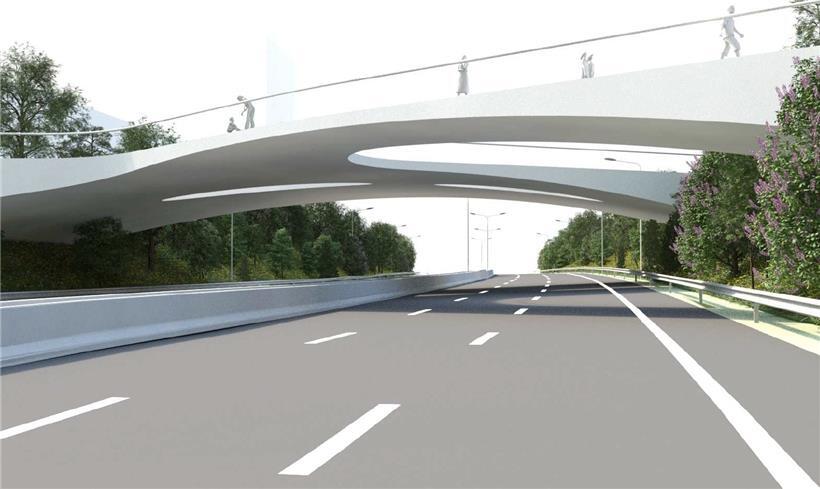 In einer Höhe von 5,50 Metern wird die neue Brücke die Autobahn A3 überspannen
