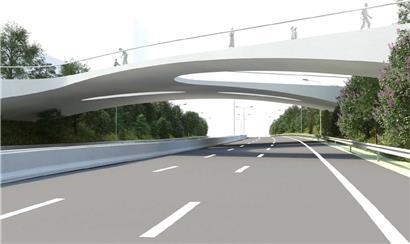 In einer Höhe von 5,50 Metern wird die neue Brücke die Autobahn A3 überspannen
