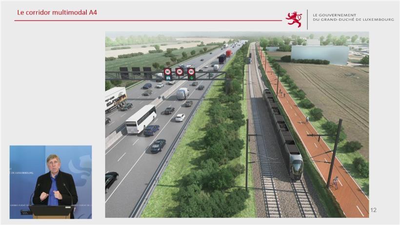 Infoveranstaltung, Teil 2: Verkehrsminister François Bausch hat in einer Web-Präsentation unter anderem die 16 geplanten Straßenbauprojekte am Rande des multimodalen Korridors zwischen Esch und der Hauptstadt vorgestellt
