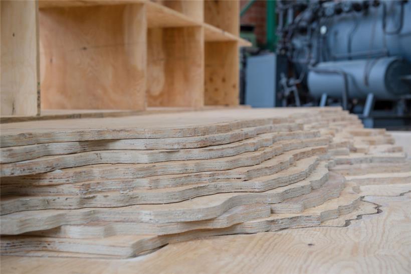 Insgesamt wurden 119 Holzplatten für das Kunstwerk in Differdingen verwendet