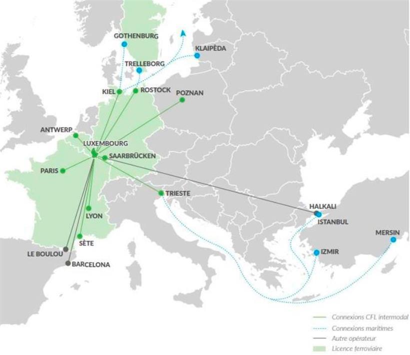 Intermodale Frachtverbindungen von und nach Bettemburg
