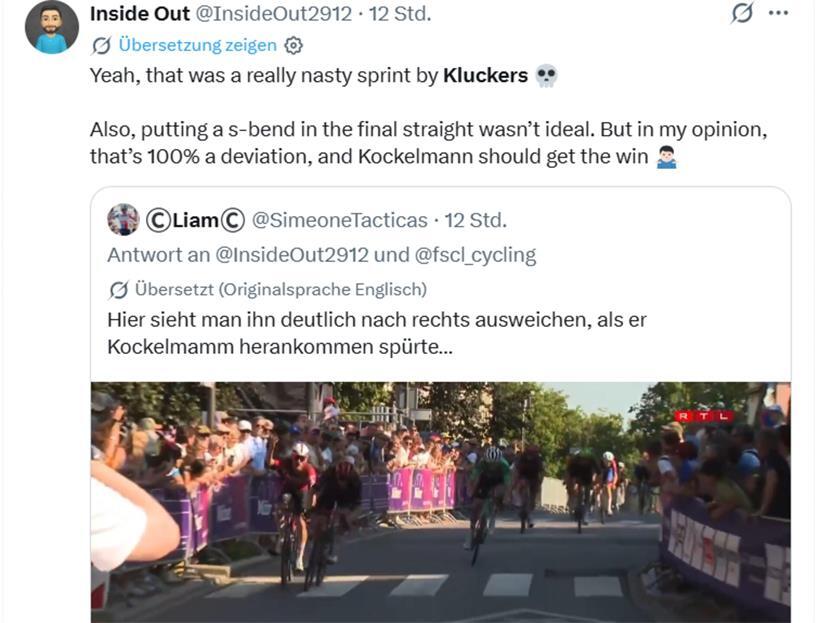 Sprint-Rennen mit Fahrer Kluckers, S-Kurve auf Zielgerade und Diskussion um Fahrlinien-Verlassen und Rennsieg von Kockelmann