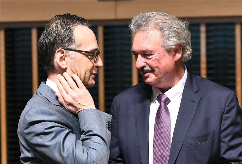 Jean Asselborn und Heiko Maas bei einem EU-Ministertreffen im April 2018
