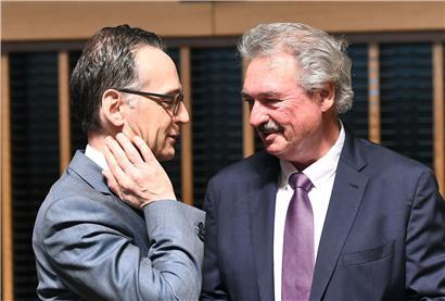 Jean Asselborn und Heiko Maas bei einem EU-Ministertreffen im April 2018
