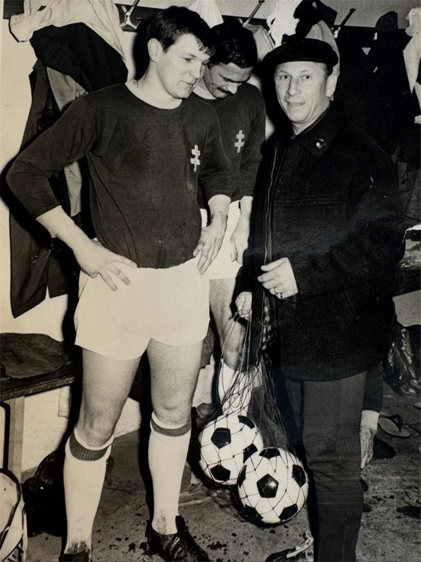 Jean Klein an der Seite des damaligen Trainers des FC Metz, Max Schirschin (1966-1968)
