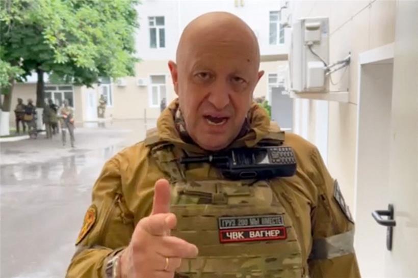 Jewgenij Prigoschin am 24. Juni im Hauptquartier der russischen Streitkräfte in Rostow am Don, von wo aus der Angriffskrieg gegen die Ukraine geführt wird

