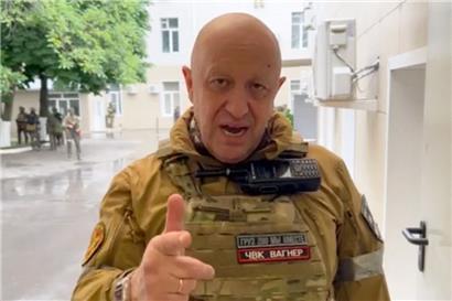 Jewgenij Prigoschin am 24. Juni im Hauptquartier der russischen Streitkräfte in Rostow am Don, von wo aus der Angriffskrieg gegen die Ukraine geführt wird
