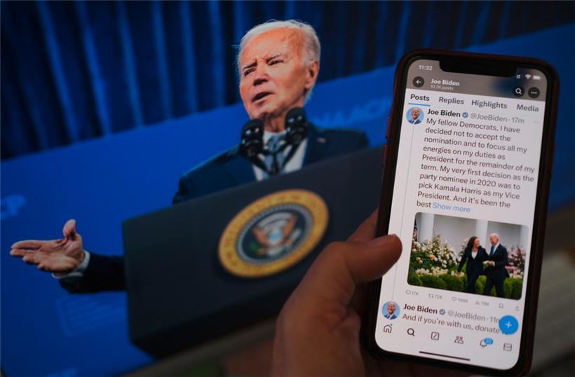 Joe Biden kündigte seinen Ausstieg aus dem Rennen um eine zweite Amtszeit in den sozialen Medien an

