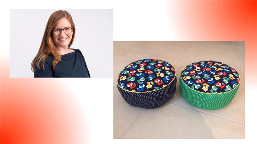 Jördis näht Kleidungsstücke, aber auch zum Beispiel Sitzkissen
