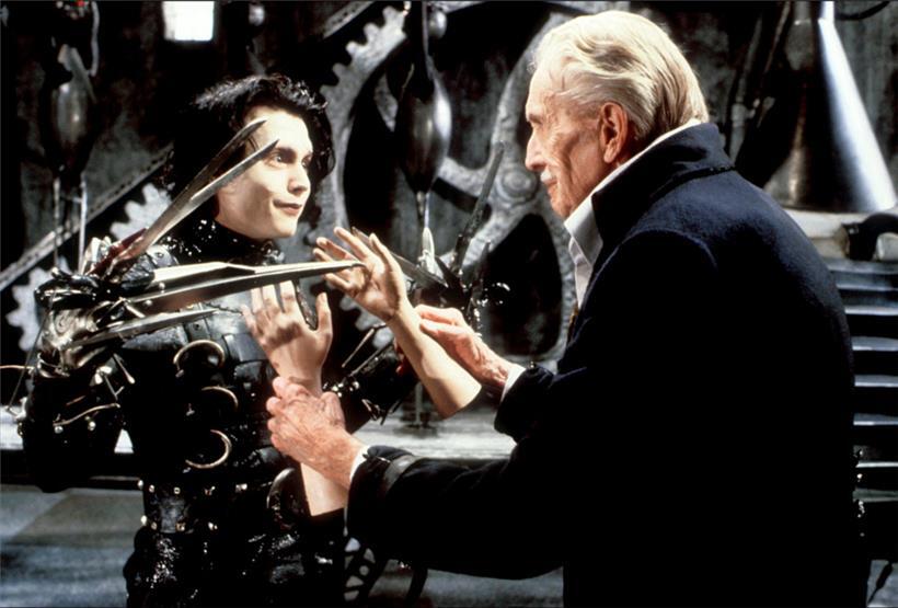 Johnny Depp (l.) und Vincent Price (r.) in Burtons „Edward Scissorhands“
