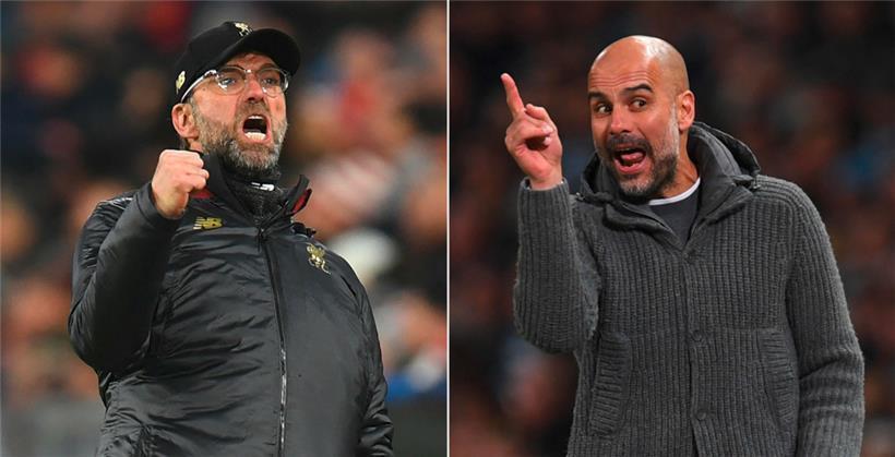 Jürgen Klopp (l.) und Pep Guardiola denken schon an das Gipfeltreffen in der Liga
