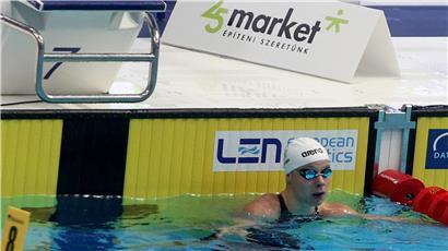Julie Meynen belegte am Freitag über 100 m Freistil den achten Platz ihres Vorlaufs
