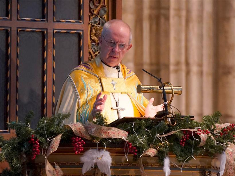 Justin Welby, Erzbischof von Canterbury, während des Weihnachtsgottesdienstes in der Kathedrale von Canterbury

