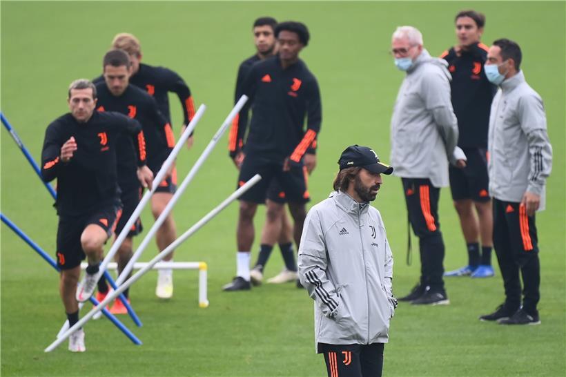 Juventus-Trainer Andrea Pirlo und seine Mannschaft bereiteten sich gestern noch im eigenen Trainingszentrum auf ihr Duell gegen Dynamo Kiew vor
