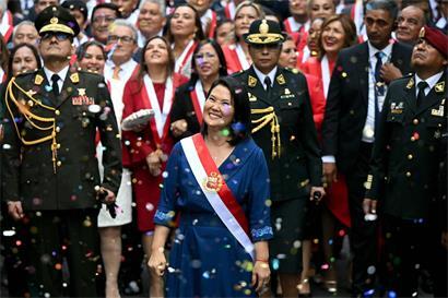Keiko Fujimori beim Verlassen des Kongresses in Lima am 28. Juli