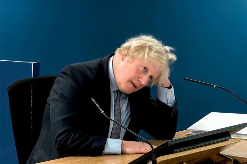 Kein Wunder, dass das Haar zerzaust ist: der ehemalige Premier Boris Johnson während seiner Aussage
