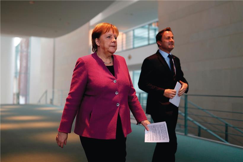 Keine Synchronschwimmer in der Corona-Krise: Angela Merkel und Xavier Bettel im Februar 2019
