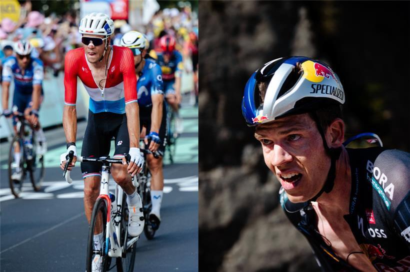 Kevin Geniets (links) und Bob Jungels haben die Tour de France 2024 beendet
