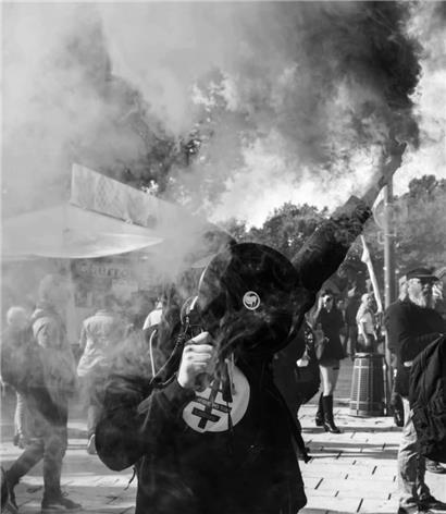 Kevin „Le Lorrain“ auf einer Demo
