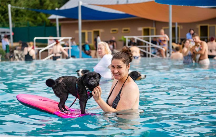 Kleine Surfer im Schwimmbad