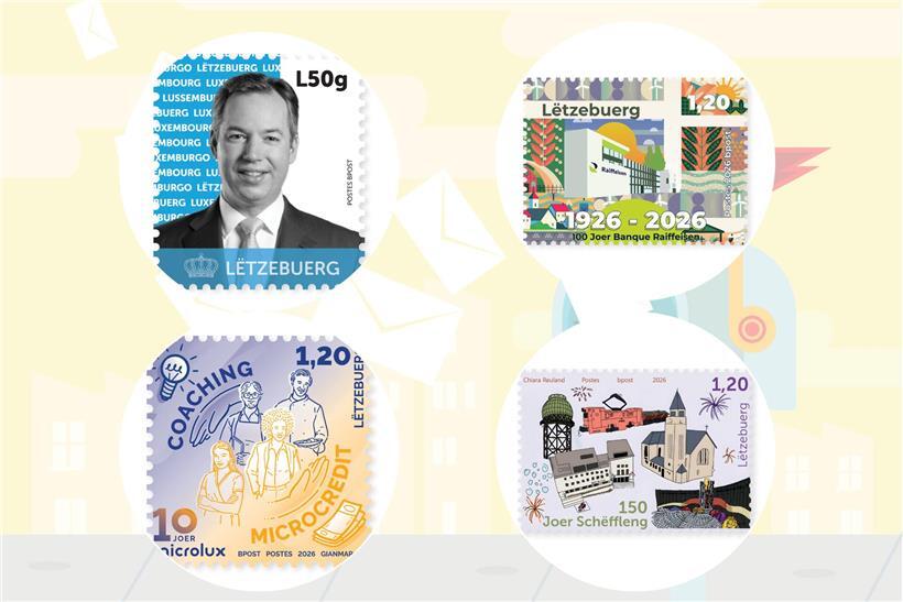 Großherzog zieht königliche Post aus Briefkasten mit neuen Briefmarken – historische philatelistische Szene