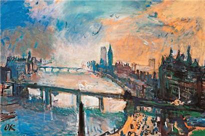 Kokoschka, Londres, Petit paysage de la Tamise (1926)/Albertina Museum, Vienne – The Batliner Collection
