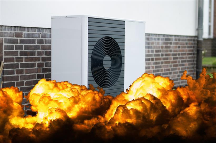 Kommt direkt aus den Tiefen der Hölle: links-grün-versiffte Wärmepumpe
