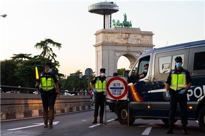 Kontrollposten der Polizei in Madrid
