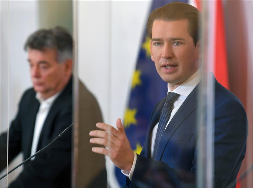 „Kraftakt“: Österreichs grüner Vizekanzler Werner Kogler und konservativer Kanzler Sebastian Kurz verkünden neue Maßnahmen
