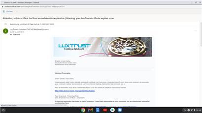 Kriminelle haben in diesem Fall versucht, persönliche Daten von LuxTrust-Kunden durch Phishing zu ergaunern 
