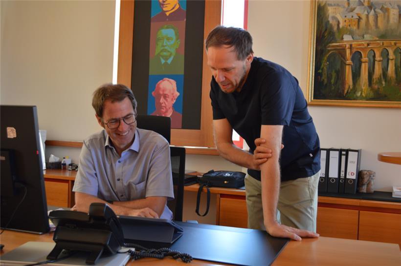 LCD-Direktor Marcel Kramer (l.) im Gespräch mit seinem heute beigeordneten Direktor, Claude Moyen
