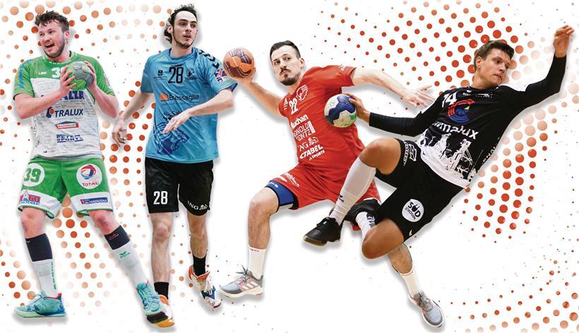 Lé Biel (HC Berchem), Jacques Tironzelli (HB Käerjeng), Aldin Zekan (Red Boys) und Christian Bock (HB Esch) haben ein gemeinsames Ziel: der Pokalsieg
